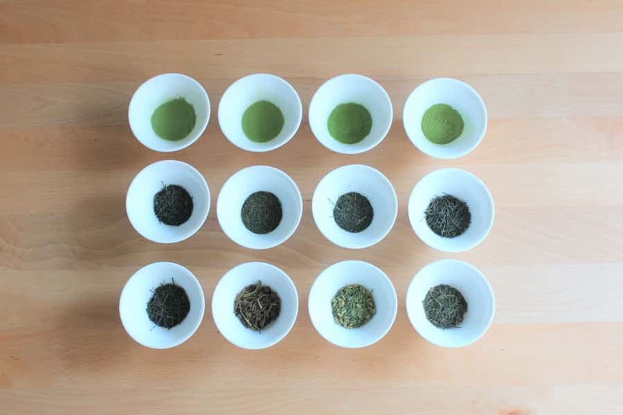 Authentic Japanese tea tasting: sencha, matcha and gyokuro - The Lineup: 7 Sencha, 4 Matcha, 1 Premium Gyokuro