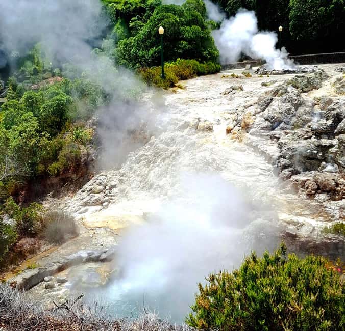 Furnas: Volcano Crater, Lake, Tea Plantation, and Waterfall - Furnas Lake and Nossa Senhora das Vitórias Chapel
