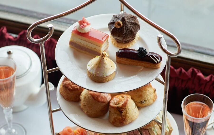 London: Afternoon Tea at The Rubens at the Palace - Desserts at tea time: chocolate, blackberry, rhubarb, and citrus