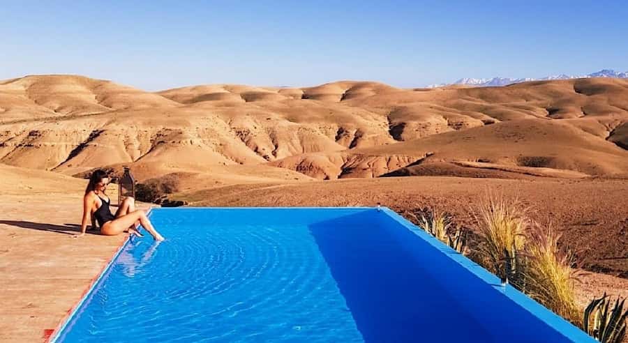 Marrakech: Agafay Desert Quad Bike, with Pool swim Lunch Tea - Pool swim in the desert: the smartest part of the day