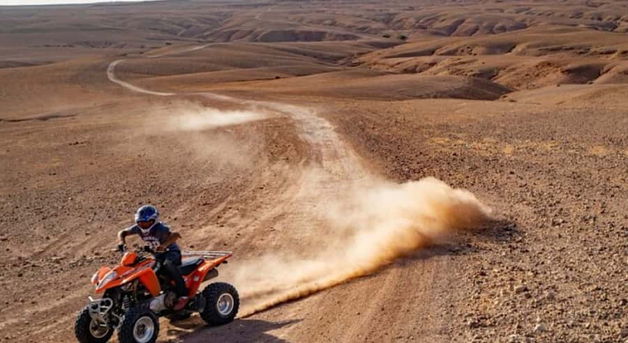 Marrakech: Agafay Desert Quad Bike, with Pool swim Lunch Tea - Traditional lunch with Atlas Mountain views