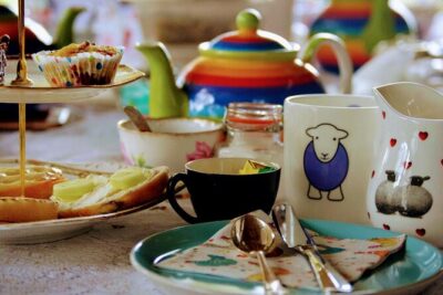 Tea with Naughty Sheep - Loch Lomond and The Trossachs countryside views, with tea in hand